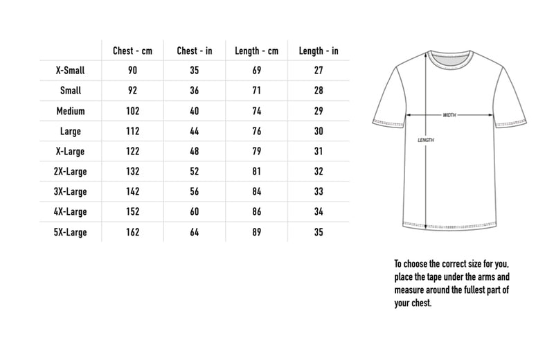 Size chart for Skating Star Tee - Grey